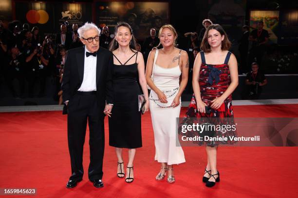 Woody Allen, Soon-Yi Previn, Bechet Allen and Manzie Tio Allen attend a red carpet for the movie "Coup De Chance" at the 80th Venice International...