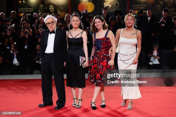 Woody Allen, Soon-Yi Previn, Manzie Tio Allen and Bechet Allen attend a red carpet for the movie "Coup De Chance" at the 80th Venice International...