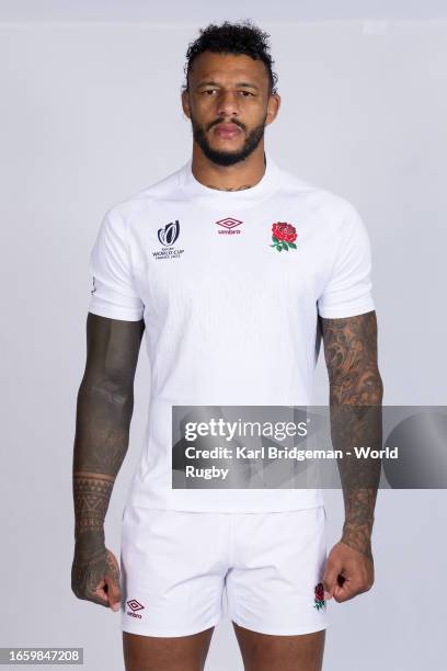 Courtney Lawes of England poses for a portrait during the England Rugby World Cup 2023 Squad photocall on September 02, 2023 in Le...