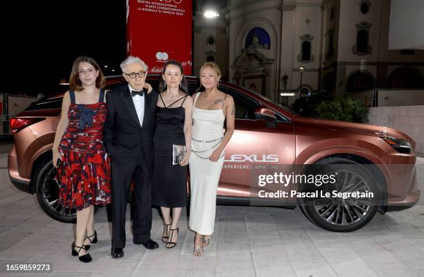 Manzie Tio Allen, Woody Allen, Soon-Yi Previn and Bechet Allen arrive on the red carpet ahead of the "Coup De Chance" screening during the 80th...