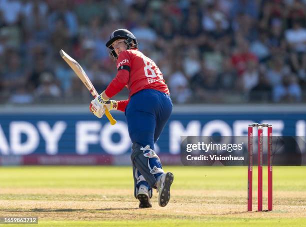 Harry Brook of England batting during the 3rd Vitality T20I match between England and New Zealand at Edgbaston on September 3, 2023 in Birmingham,...