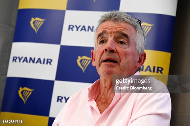 Michael O'Leary, chief executive officer of Ryanair Holdings Plc, during a news conference in Rome, Italy, on Tuesday, Sept. 12, 2023. O'Leary...