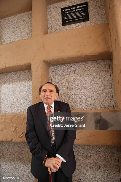 Wallenberg survivor/rescuer Andrew Stevens attends the Six Million Coins Initiative Launch for Holocaust Remembrance Day at Mount Sinai - Simi Valley...