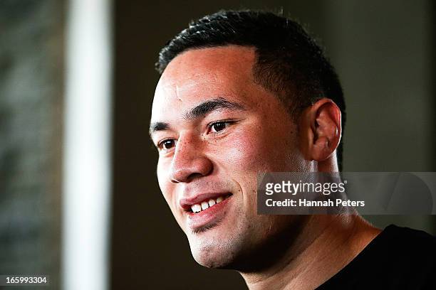 New Zealand boxer Joseph Parker arrives for a press conference with Francois Botha of South Africa at the Northern Steamship Bar on April 8, 2013 in...