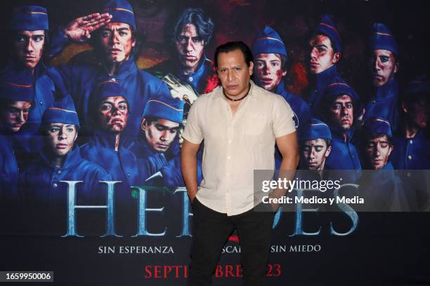 Gerardo Taracena poses for photos during a press conference at Cinemex Casa de Arte on September 4, 2023 in Mexico City, Mexico.