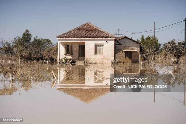 The flooded village of Metamorfosi in Karditsa, 8 days after the storm Daniel, September 12, 2023.