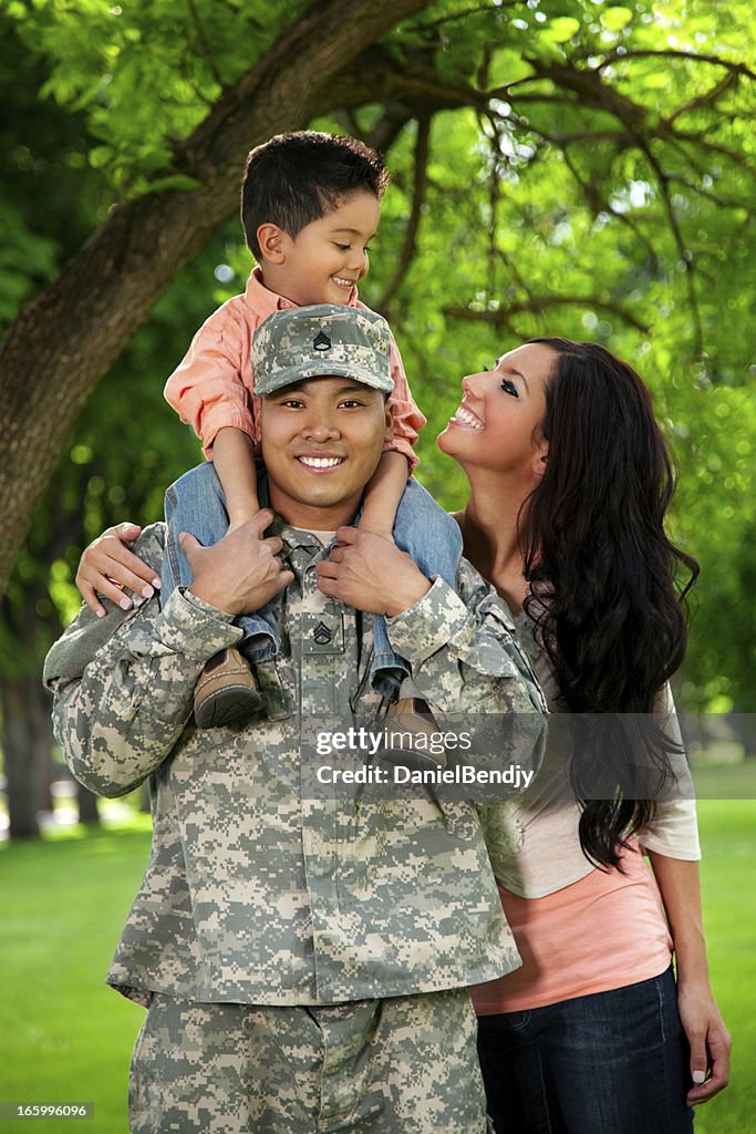 Army Family Series: Young US Soldier with Wife & Son