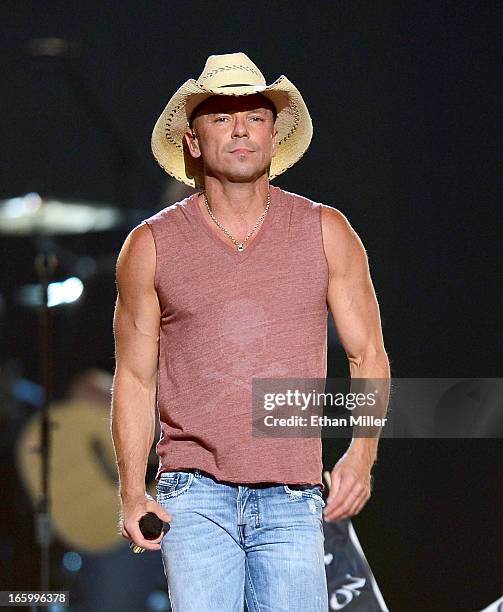 Singer Kenny Chesney performs onstage during the 48th Annual Academy of Country Music Awards at the MGM Grand Garden Arena on April 7, 2013 in Las...
