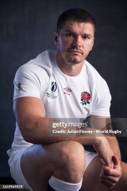 Owen Farrell of England poses for a portrait during the England Rugby World Cup 2023 Squad photocall on September 02, 2023 in Le Touquet-Paris-Plage,...