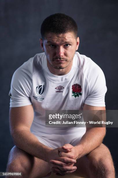 Owen Farrell of England poses for a portrait during the England Rugby World Cup 2023 Squad photocall on September 02, 2023 in Le Touquet-Paris-Plage,...