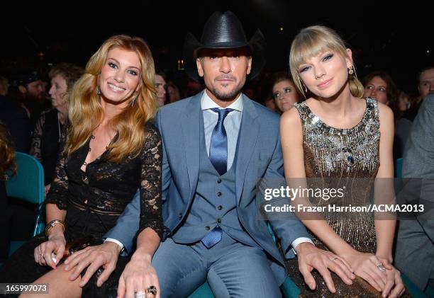 Singers Faith Hill, Tim McGraw, and Taylor Swift attend the 48th Annual Academy of Country Music Awards at the MGM Grand Garden Arena on April 7,...