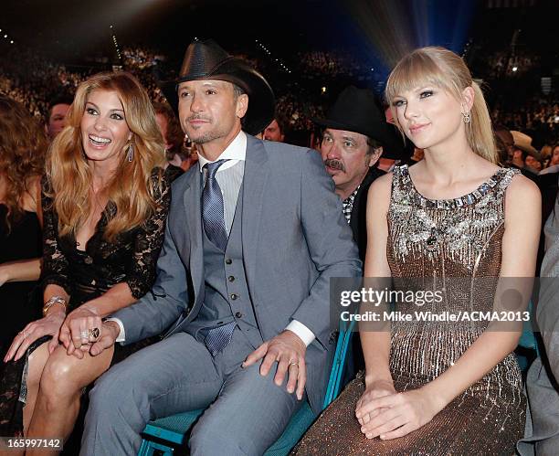 Musicians Faith Hill, Tim McGraw and Taylor Swift attend the 48th Annual Academy of Country Music Awards at the MGM Grand Garden Arena on April 7,...