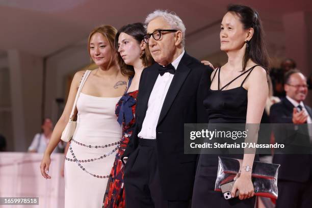 Bechet Allen, Manzie Tio Allen, Woody Allen, Soon-Yi Previn attend a red carpet for the movie "Coup De Chance" at the 80th Venice International Film...