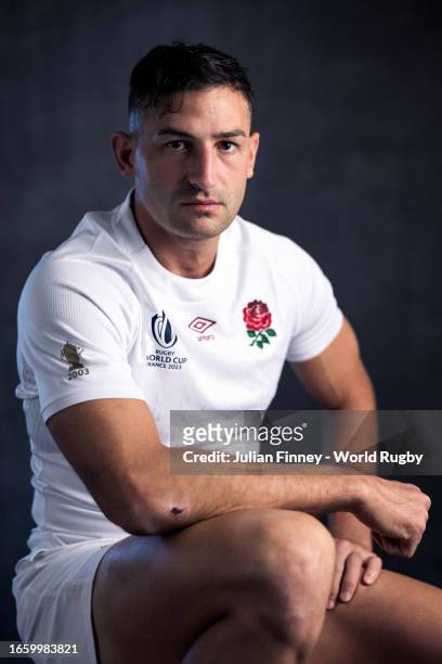 Jonny May of England poses for a portrait during the England Rugby World Cup 2023 Squad photocall on September 02, 2023 in Le Touquet-Paris-Plage,...
