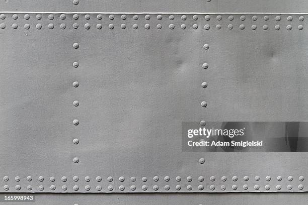 old metal texture with rivets - steel plate stock pictures, royalty-free photos & images