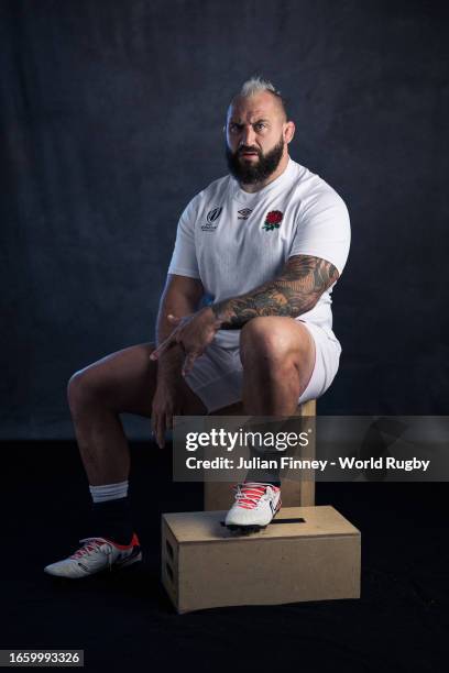 Joe Marler of England poses for a portrait during the England Rugby World Cup 2023 Squad photocall on September 02, 2023 in Le Touquet-Paris-Plage,...