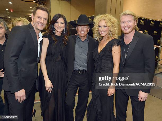 Musicians Jimi Westbrook and Karen Fairchild of Little Big Town, George Strait and Kimberly Schlapman and Phillip Sweet of Little Big Town attend the...