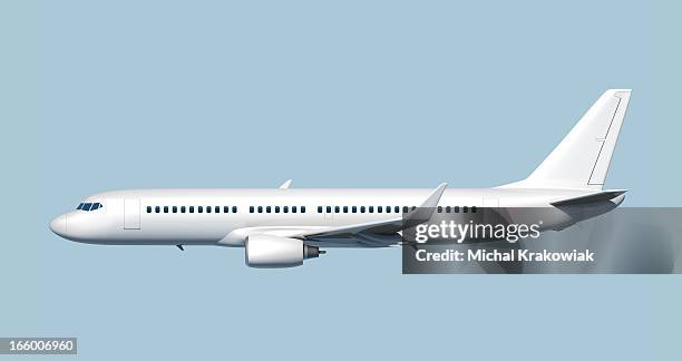 side of passenger jet airplane - easy to cut out. - plane side view stock pictures, royalty-free photos & images