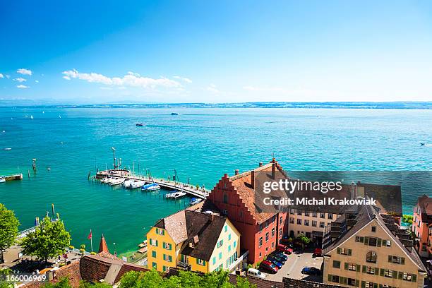 lake constance, deutschland und schweiz auf einem horizont - bodensee stock-fotos und bilder