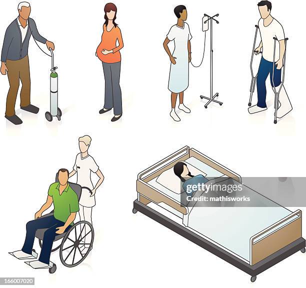 isometric medical patients - nasal cannula stock illustrations