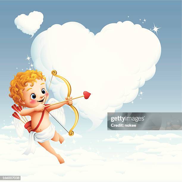 ilustrações, clipart, desenhos animados e ícones de cupid-coração nuvem - cupido