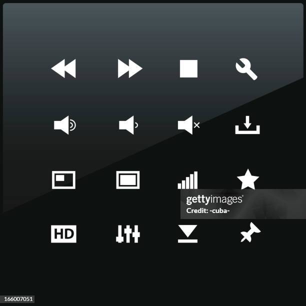 media icons collection set 2 - glass panel stock illustrations