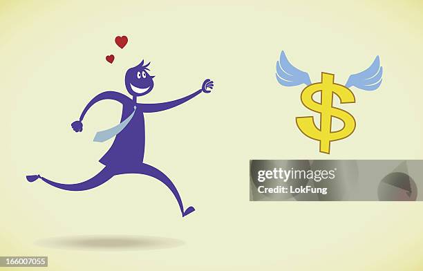 man chasing money - smiley face background stock illustrations
