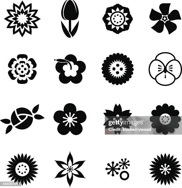 flower icon set - dianthus stock illustrations