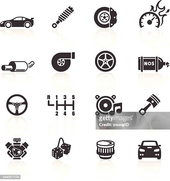 bildbanksillustrationer, clip art samt tecknat material och ikoner med car parts & performance icons - engine