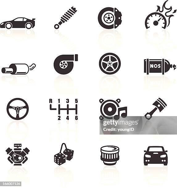 car parts & performance icons - brake stock illustrations