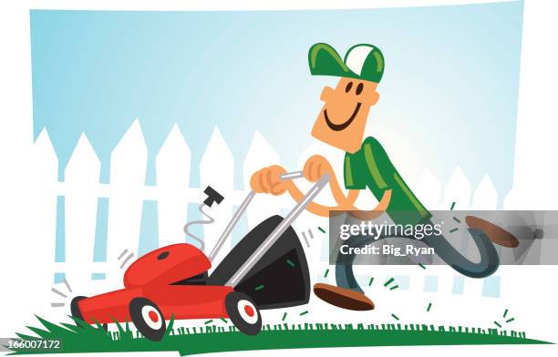 mowing the lawn - mowing stock illustrations