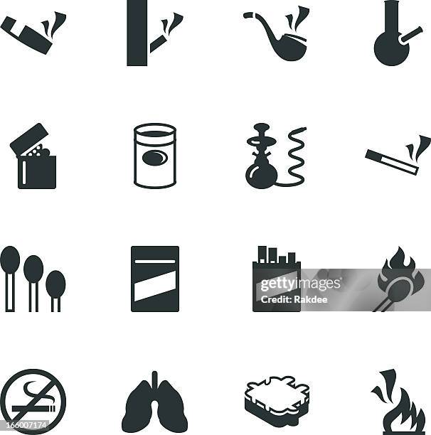 smoking silhouette icons - ashtray stock illustrations