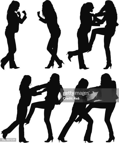 multiple image of women fighting - boxer portrait stock illustrations