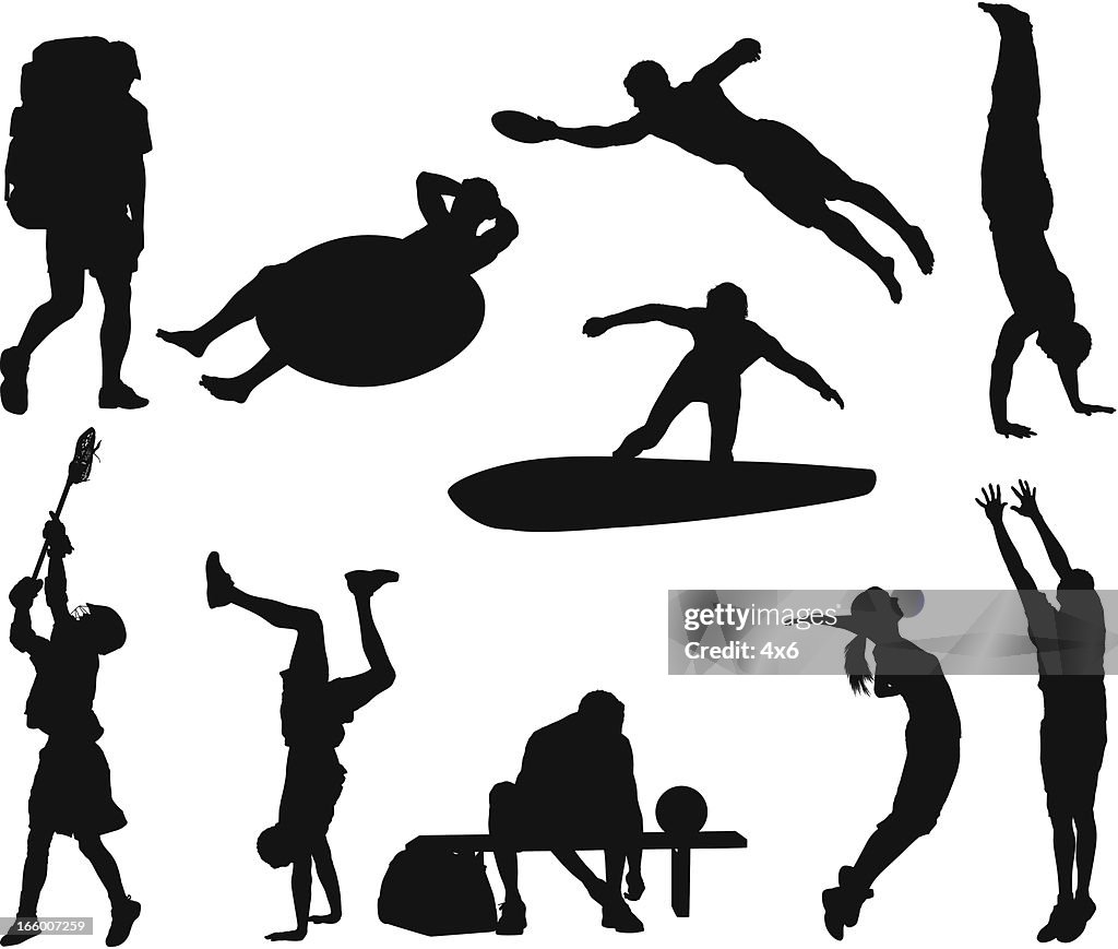 Multiple silhouette of various sports