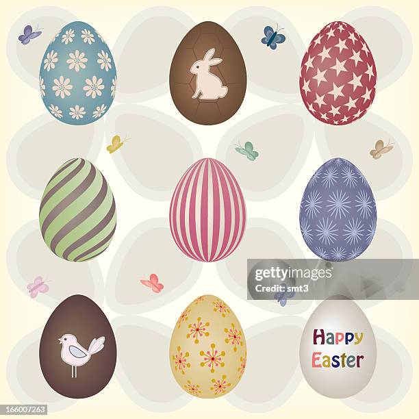 retro easter eggs - easter chocolate stock illustrations
