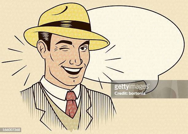stockillustraties, clipart, cartoons en iconen met vector illustration of winking man - colbert