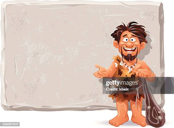 caveman message - prehistoric people stock illustrations