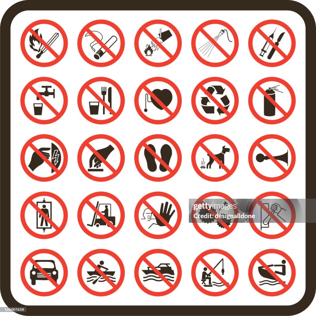 Simple Prohibited Warning Signs High-Res Vector Graphic - Getty Images