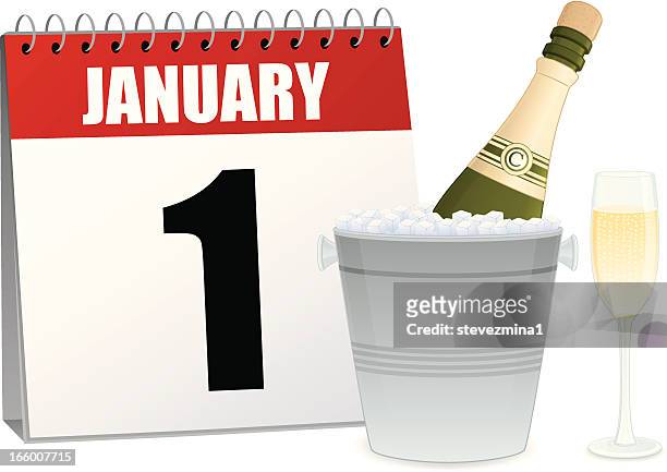 new year's day calendar - ice bucket stock illustrations