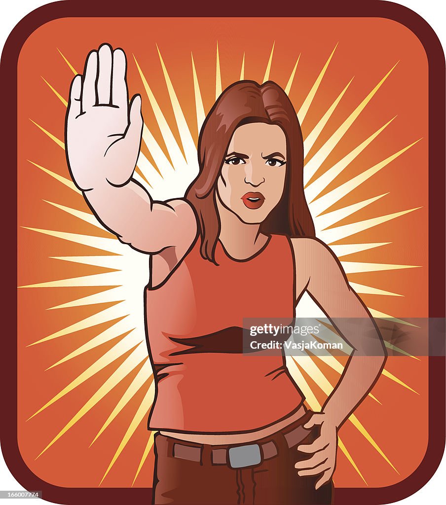 Young Woman in Stop Gesture