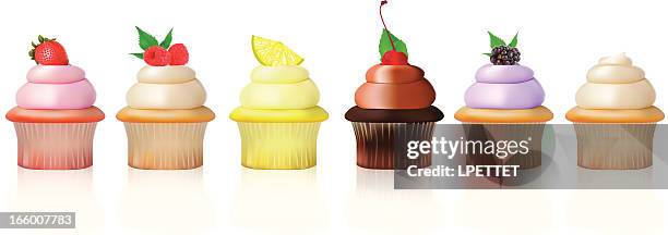 cupcake collection - vector illustration - vanilla cupcake stock illustrations
