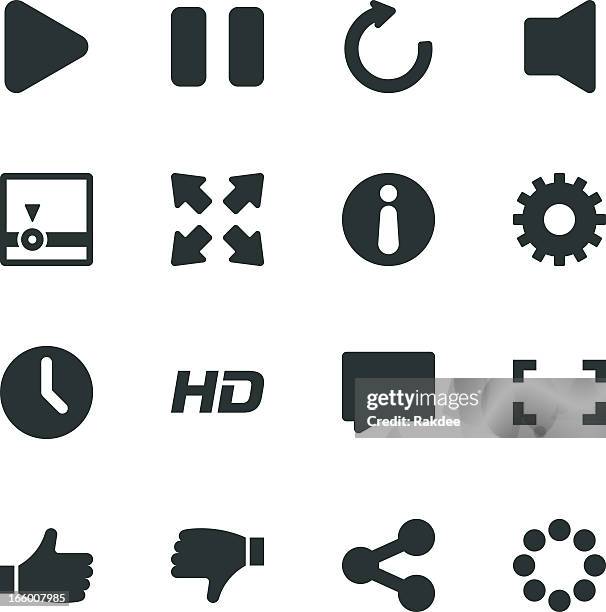 video-streaming-spieler silhouette icons - hd format stock-grafiken, -clipart, -cartoons und -symbole