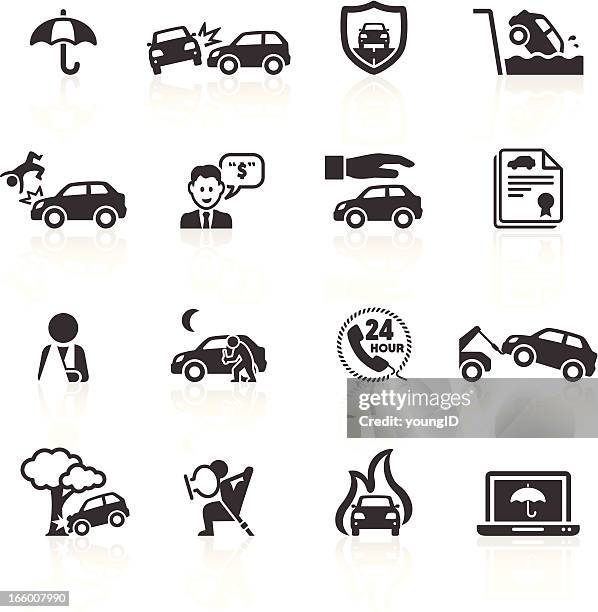 ilustraciones, imágenes clip art, dibujos animados e iconos de stock de iconos de seguros de accidente de coche & - caída de la bolsa de acciones