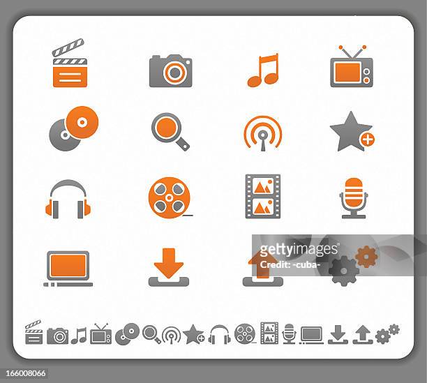 ilustrações, clipart, desenhos animados e ícones de ícones de multimídia - video recorder