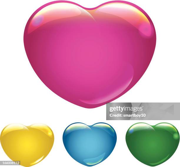 valentines hearts - translucent glass stock illustrations