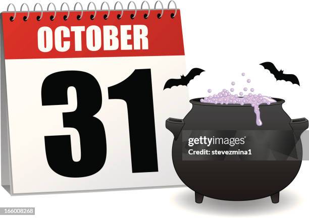 halloween calendar - cauldron stock illustrations