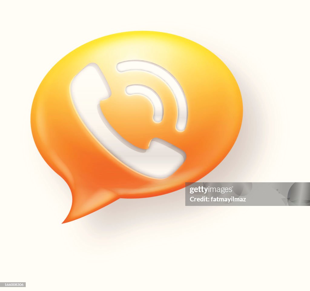 Yellow and orange communication icon on white background