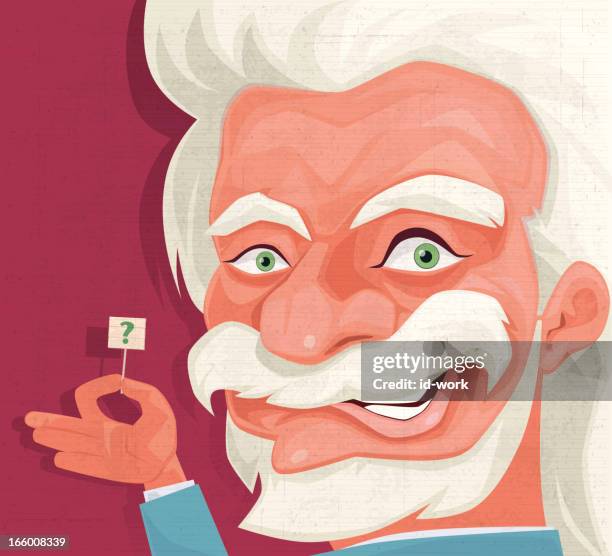 professor with question mark - professor portrait stock illustrations