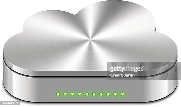 a cloud shaped silver hard drive with green power lights - hard drive 幅插畫檔、美工圖案、卡通及圖標