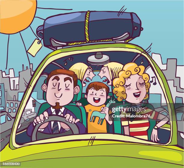 holiday with grumpy children - spring break stock illustrations